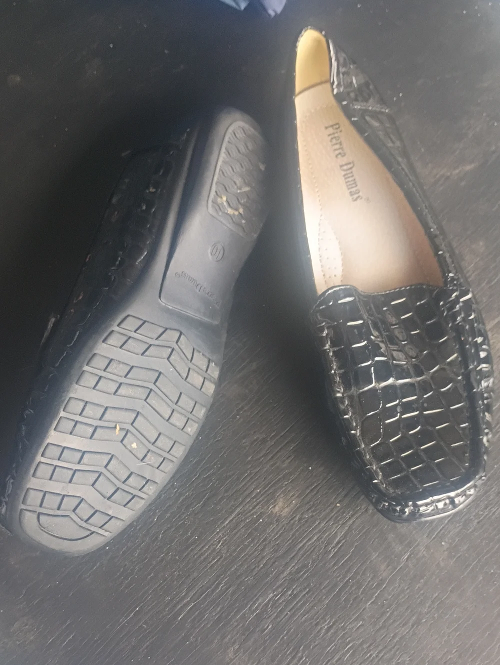 Pierre Dumas Black Croc-Embossed Slip-On Loafers